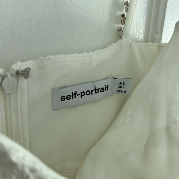 Self Portrait crystal and lace embellished twill mini dress - Picture 8 of 9